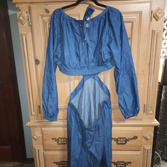 Denim dress with open back size XL - Picture 2 of 5